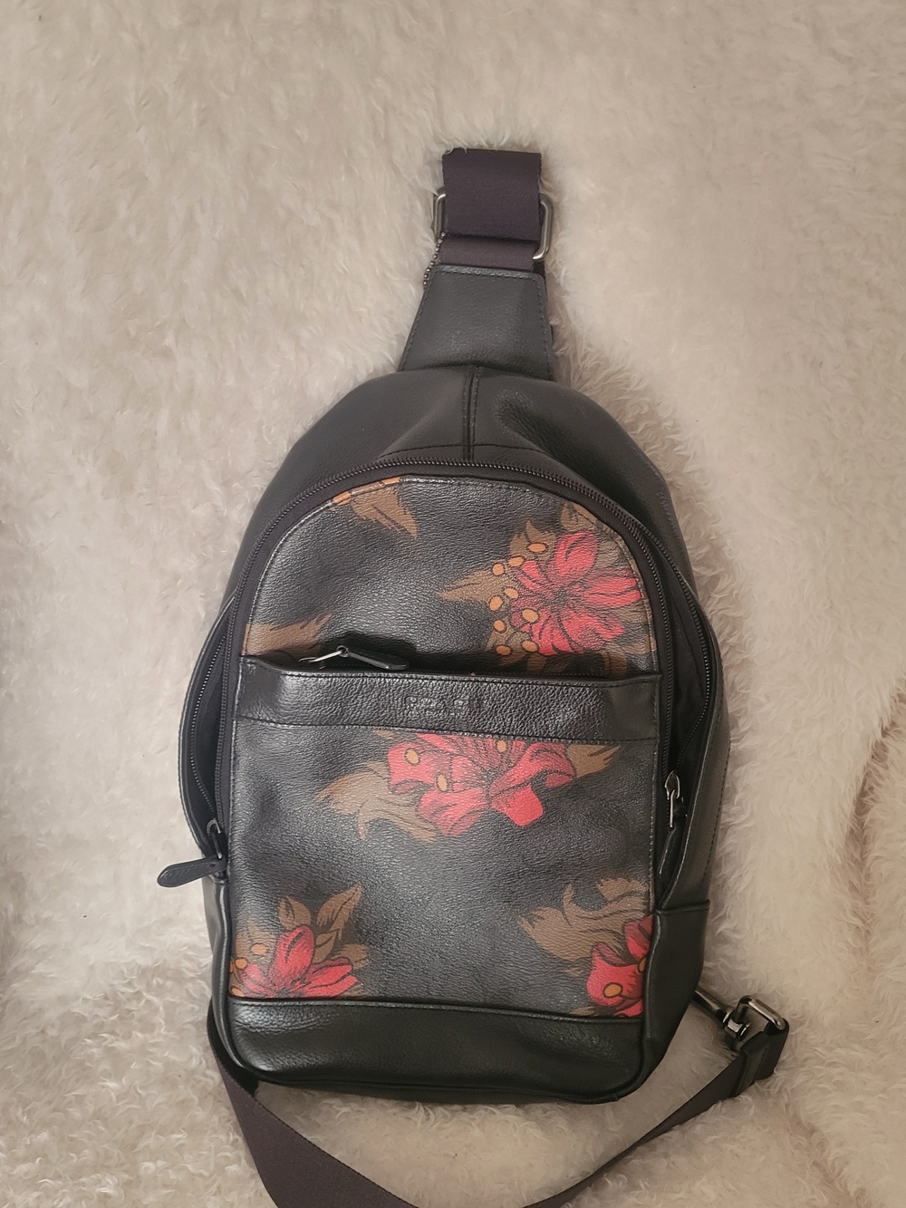 Black Floral Sling Bag for - Casual Crossbody